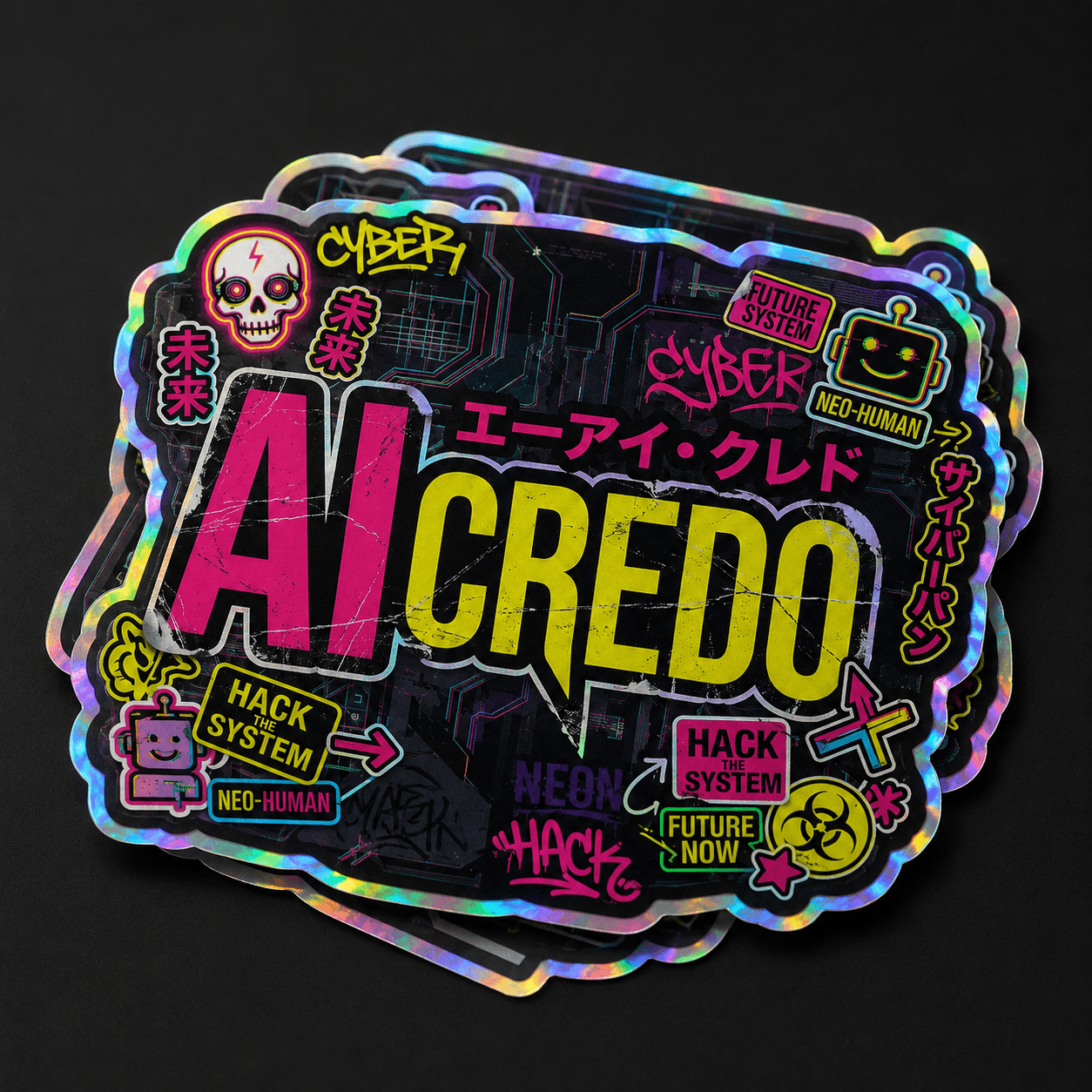 Autocolante Holográfico "AI CREDO" (Pack 5x)